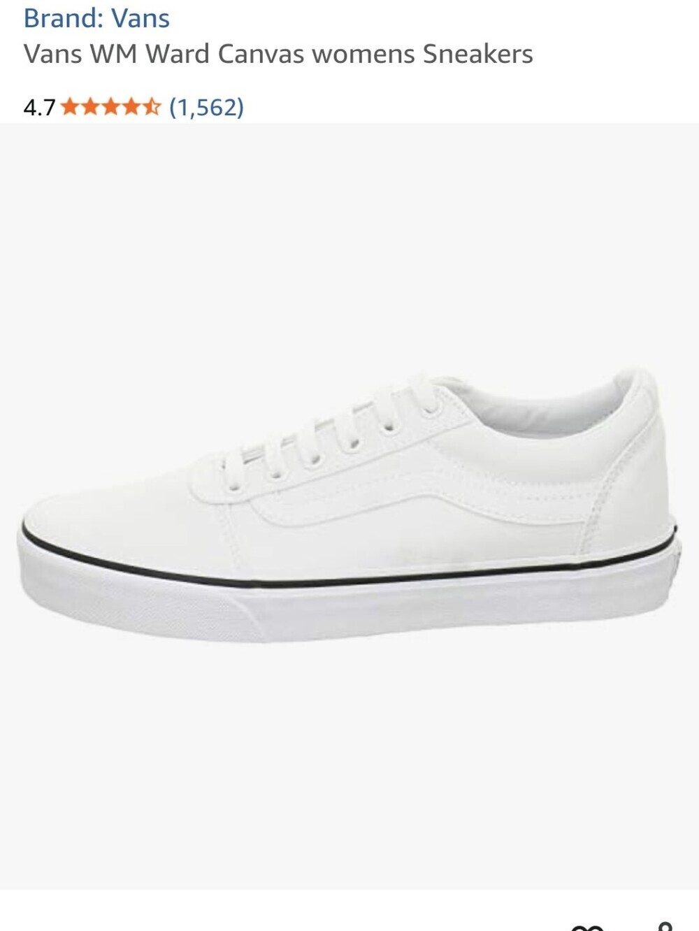 Vans Womens Ward Canvas Sneaker White women's Size 10.